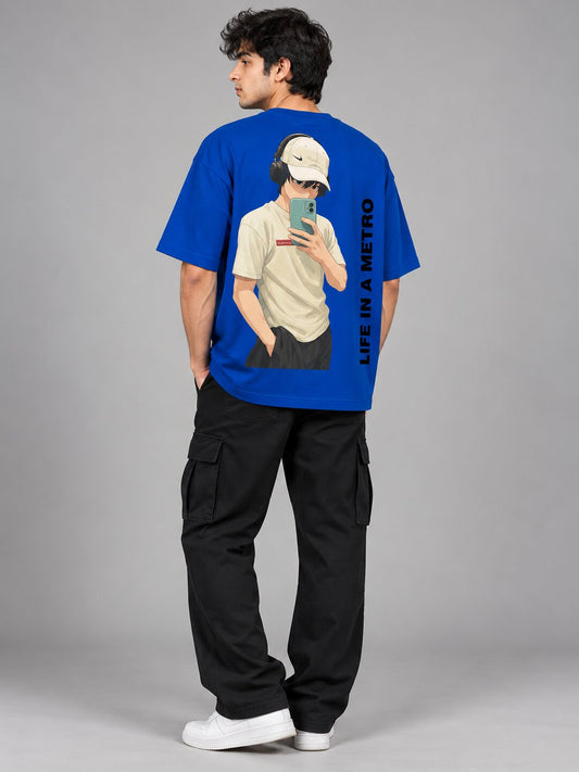FadeddFrame Printed Round Neck Oversize Pre-customized Tshirt for Men