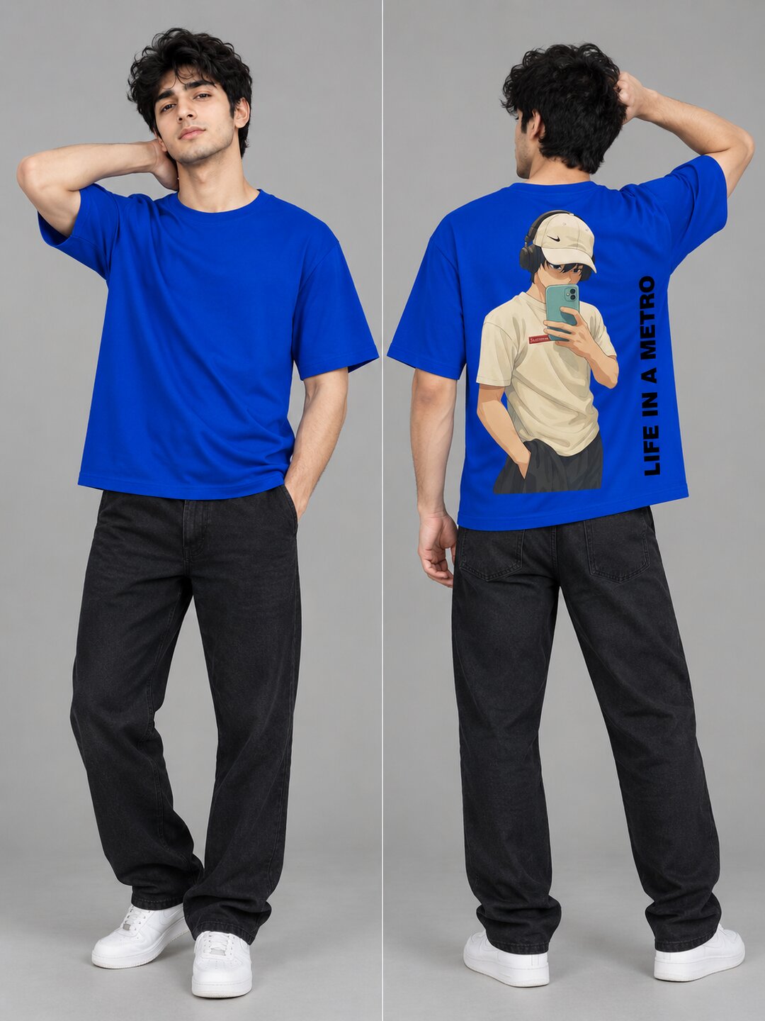 FadeddFrame Printed Round Neck Oversize Pre-customized Tshirt for Men