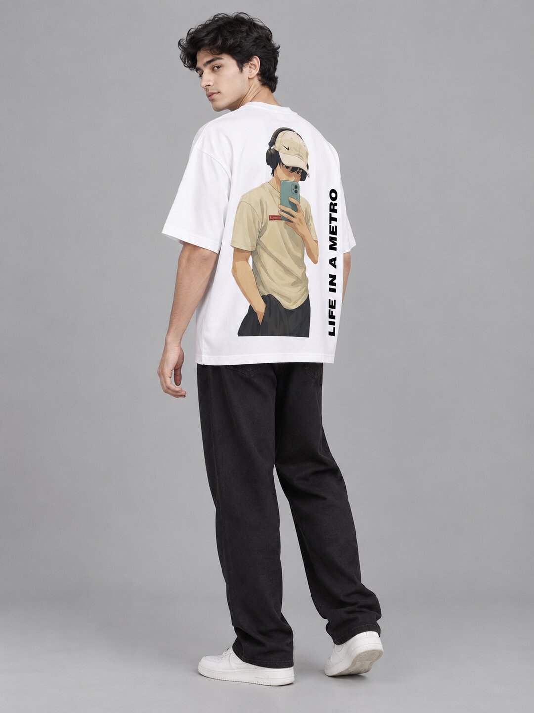 FadeddFrame Printed Round Neck Oversize Pre-customized Tshirt for Men