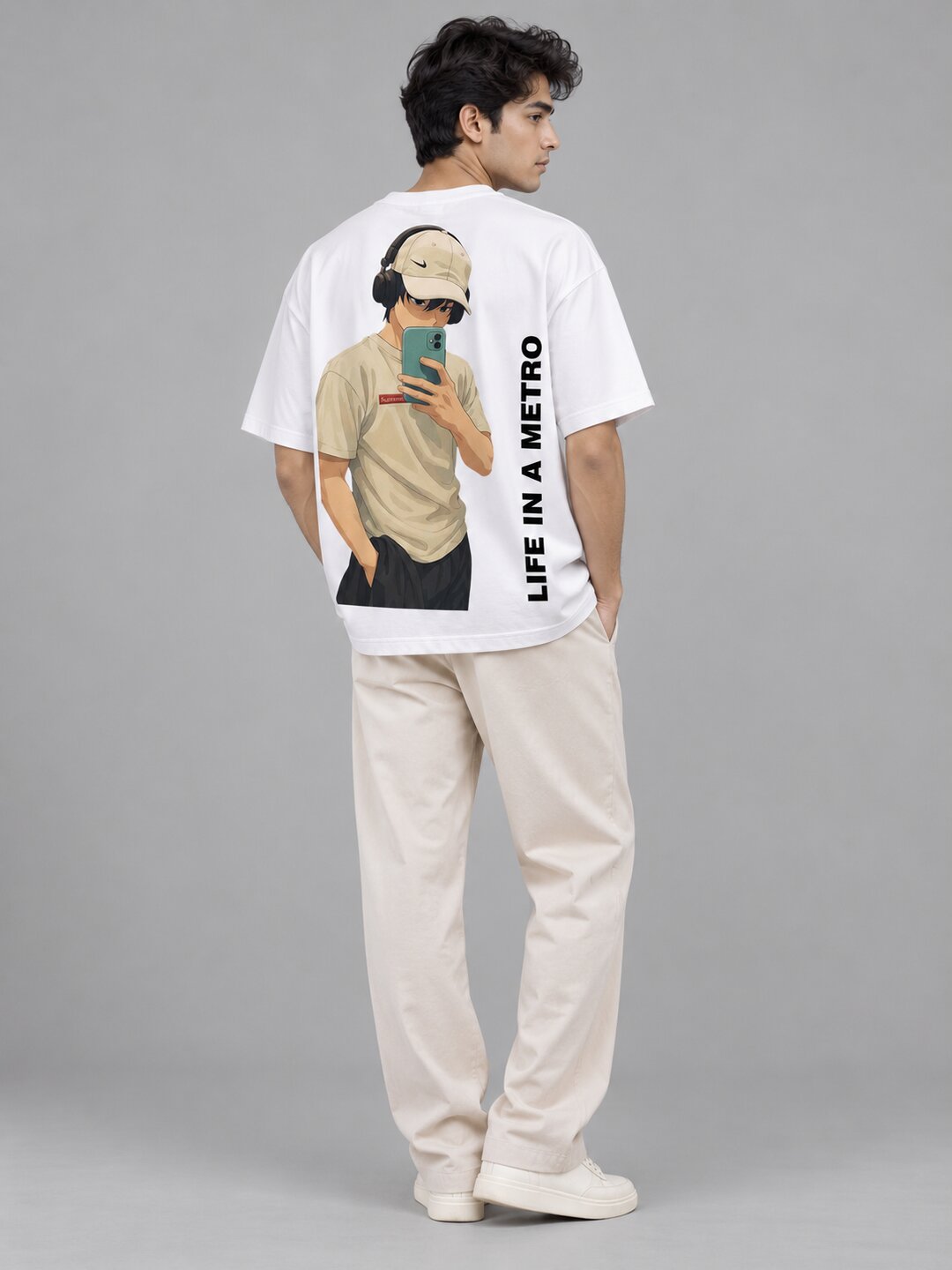 FadeddFrame Printed Round Neck Oversize Pre-customized Tshirt for Men