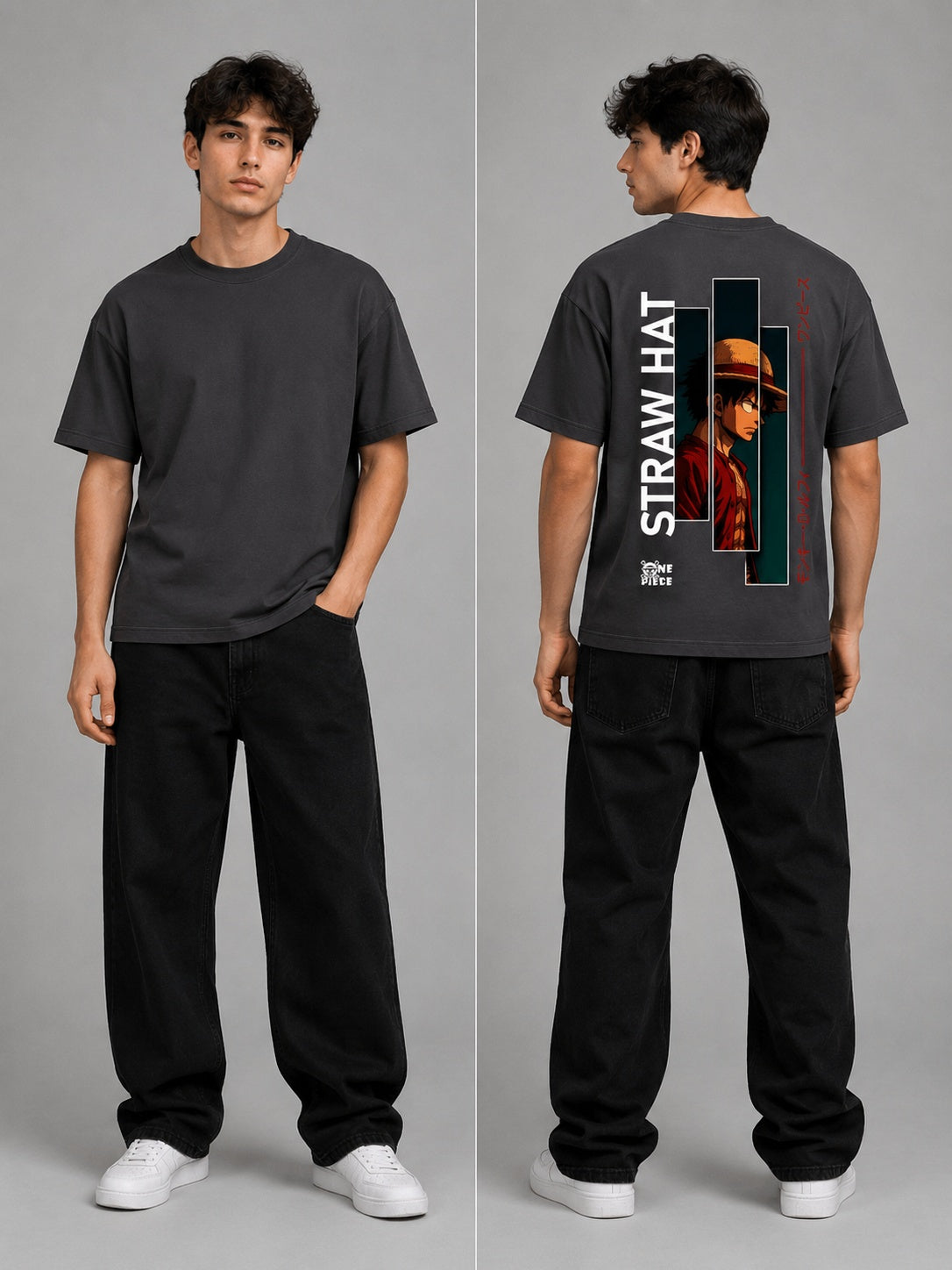 Strawhat Printed Round Neck Oversize Pre-customized Tshirt for Men