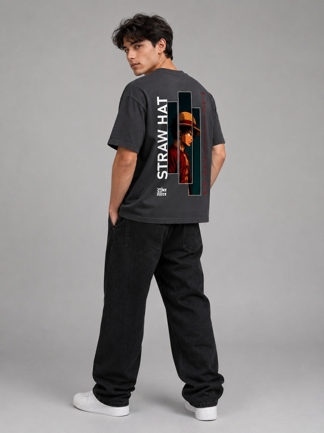 Strawhat Printed Round Neck Oversize Pre-customized Tshirt for Men