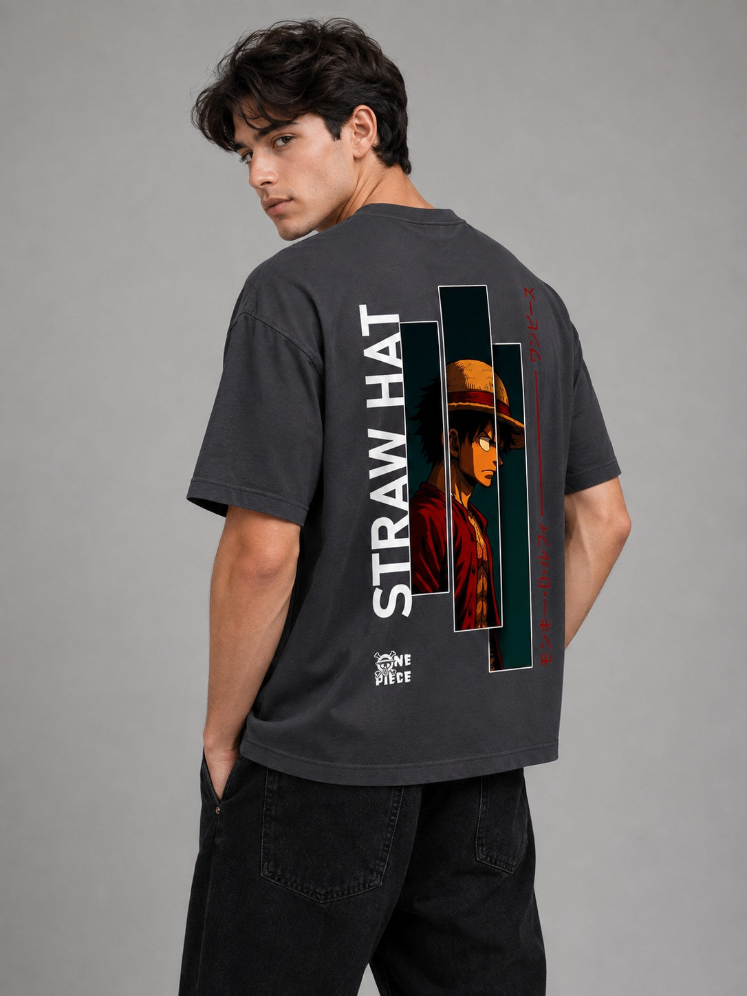 Strawhat Printed Round Neck Oversize Pre-customized Tshirt for Men