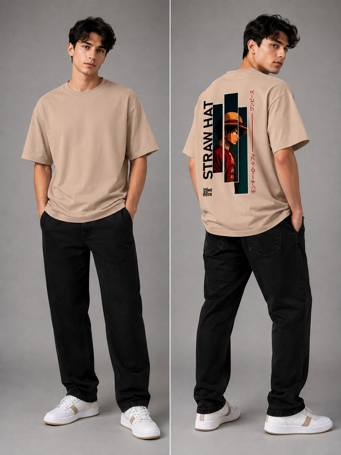 Strawhat Printed Round Neck Oversize Pre-customized Tshirt for Men