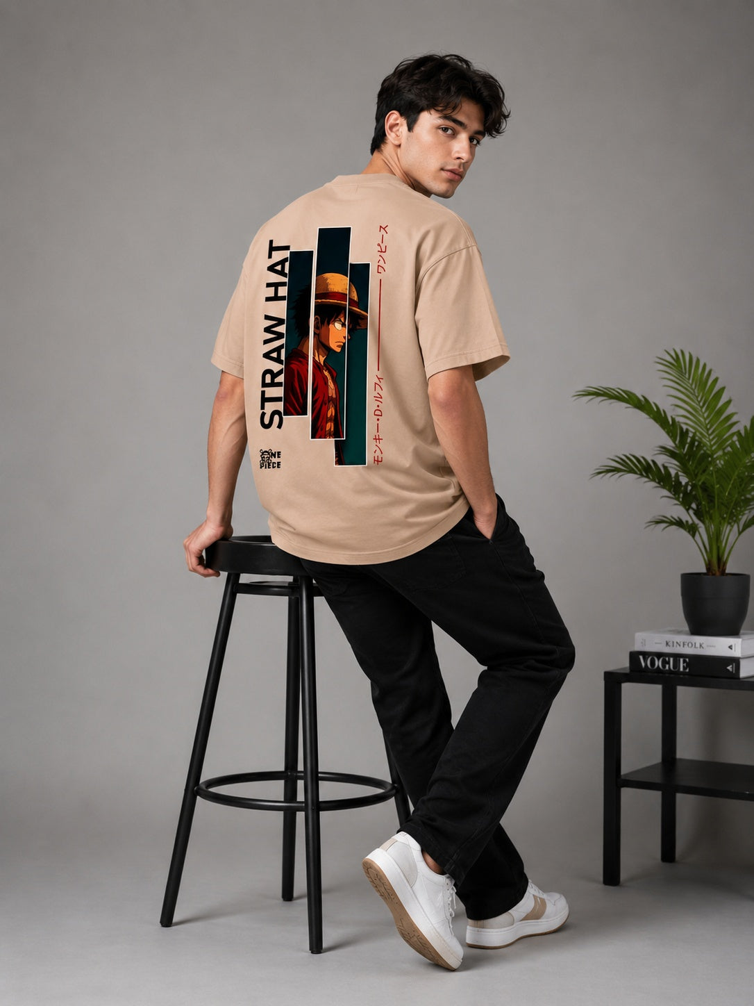 Strawhat Printed Round Neck Oversize Pre-customized Tshirt for Men