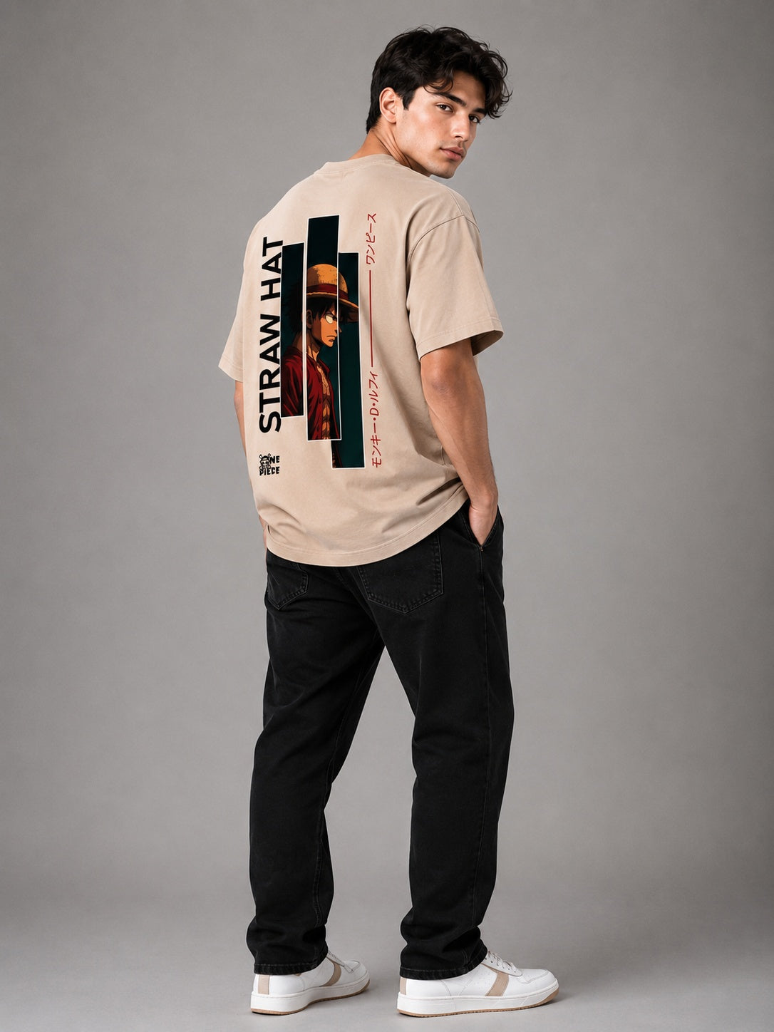 Strawhat Printed Round Neck Oversize Pre-customized Tshirt for Men