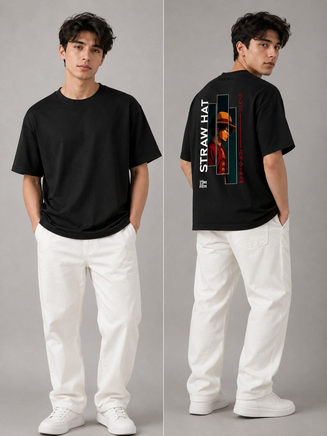 Strawhat Printed Round Neck Oversize Pre-customized Tshirt for Men