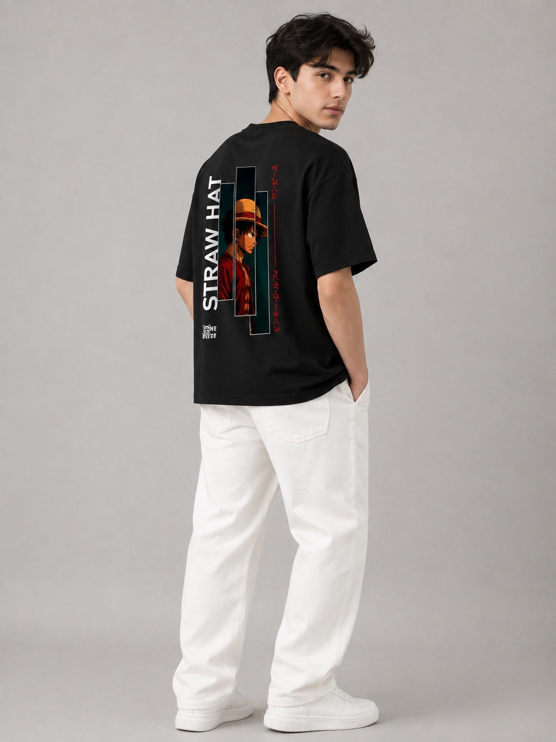Strawhat Printed Round Neck Oversize Pre-customized Tshirt for Men
