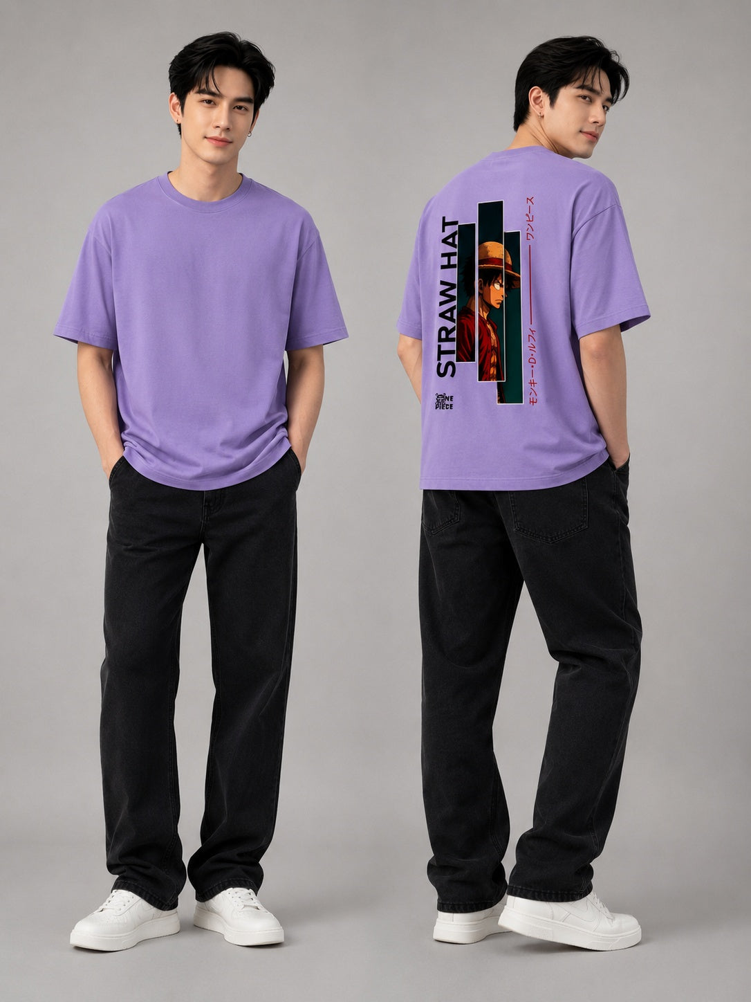 Strawhat Printed Round Neck Oversize Pre-customized Tshirt for Men