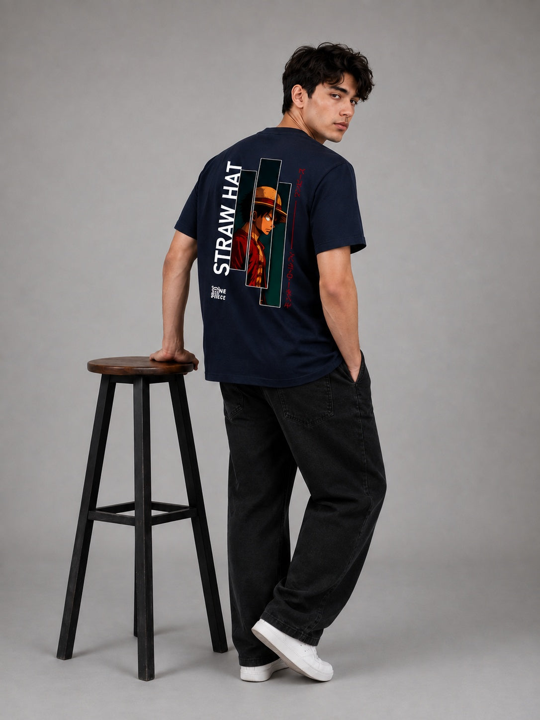Strawhat Printed Round Neck Oversize Pre-customized Tshirt for Men