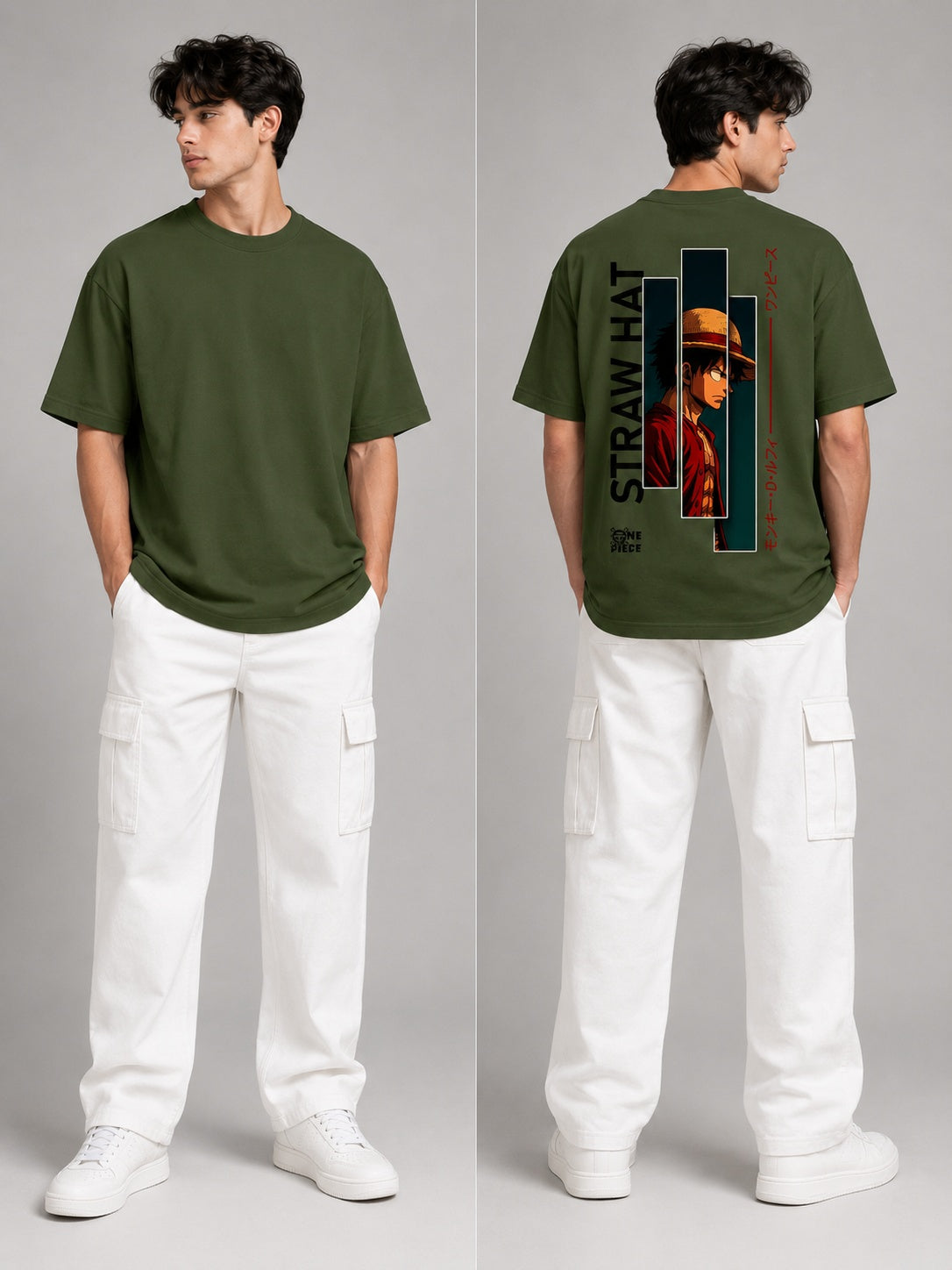 Strawhat Printed Round Neck Oversize Pre-customized Tshirt for Men
