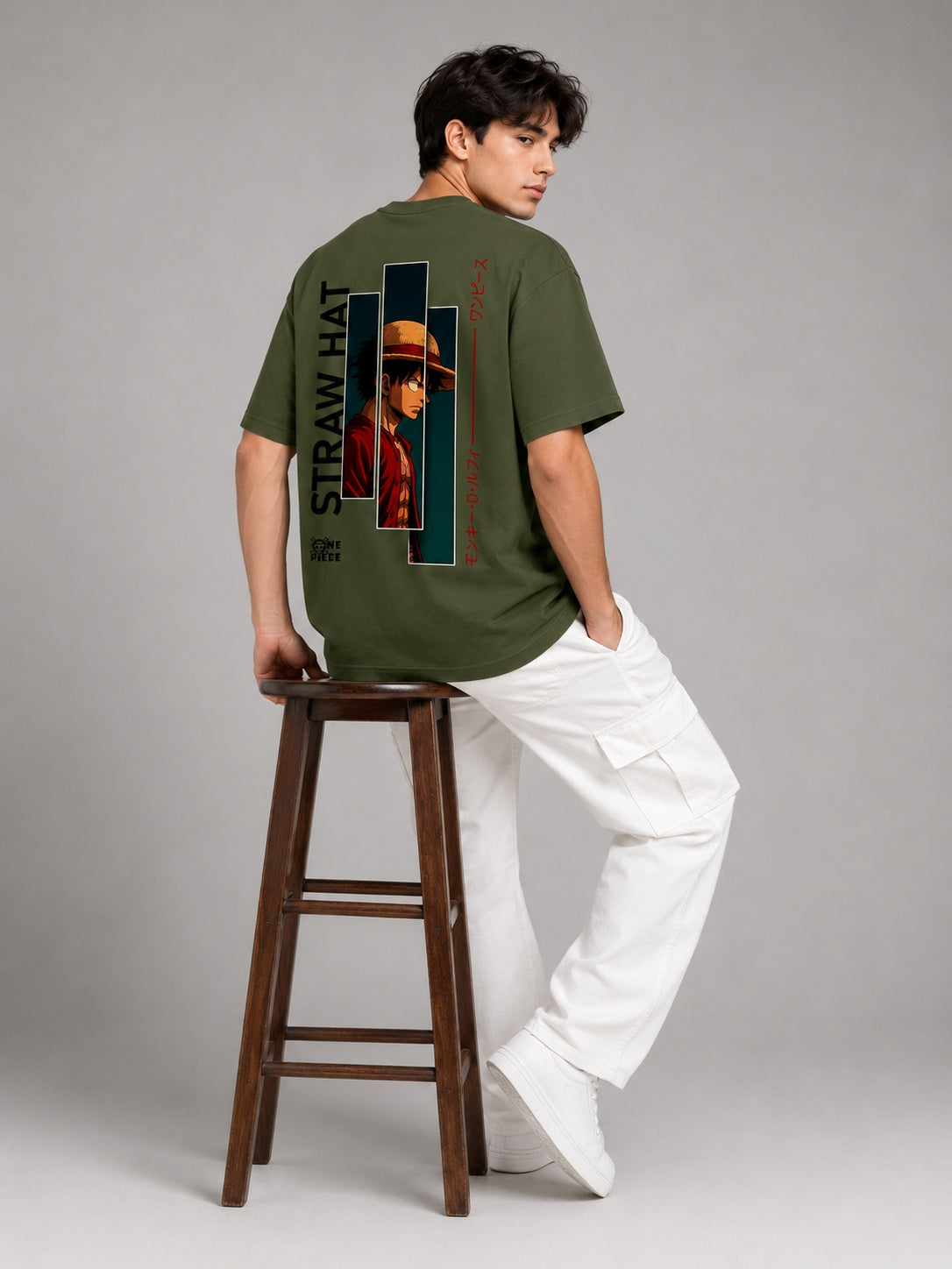 Strawhat Printed Round Neck Oversize Pre-customized Tshirt for Men