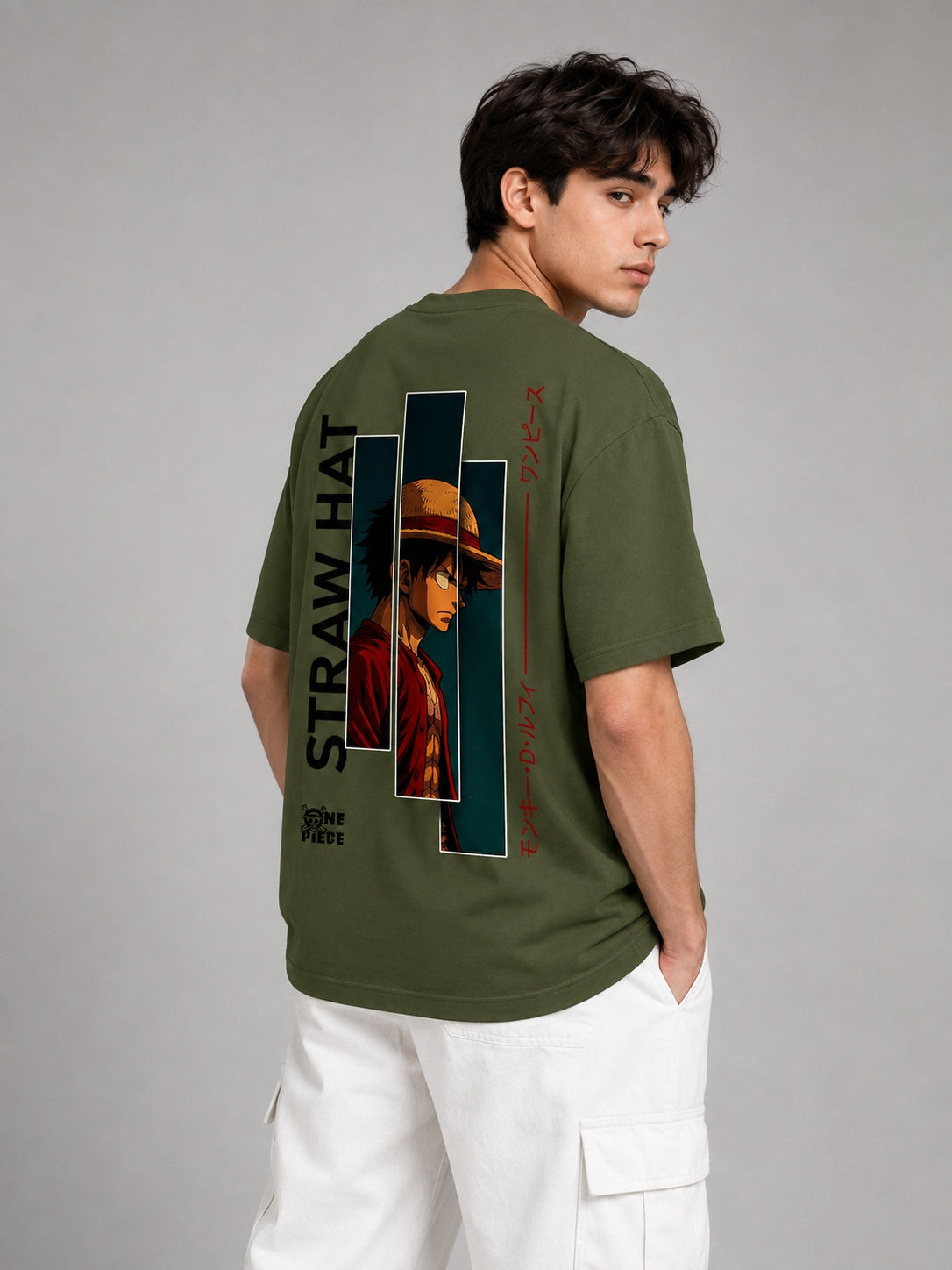 Strawhat Printed Round Neck Oversize Pre-customized Tshirt for Men