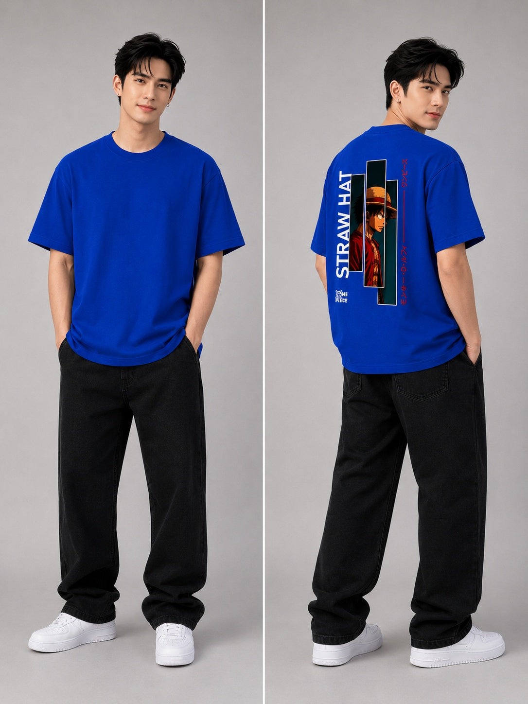 Strawhat Printed Round Neck Oversize Pre-customized Tshirt for Men