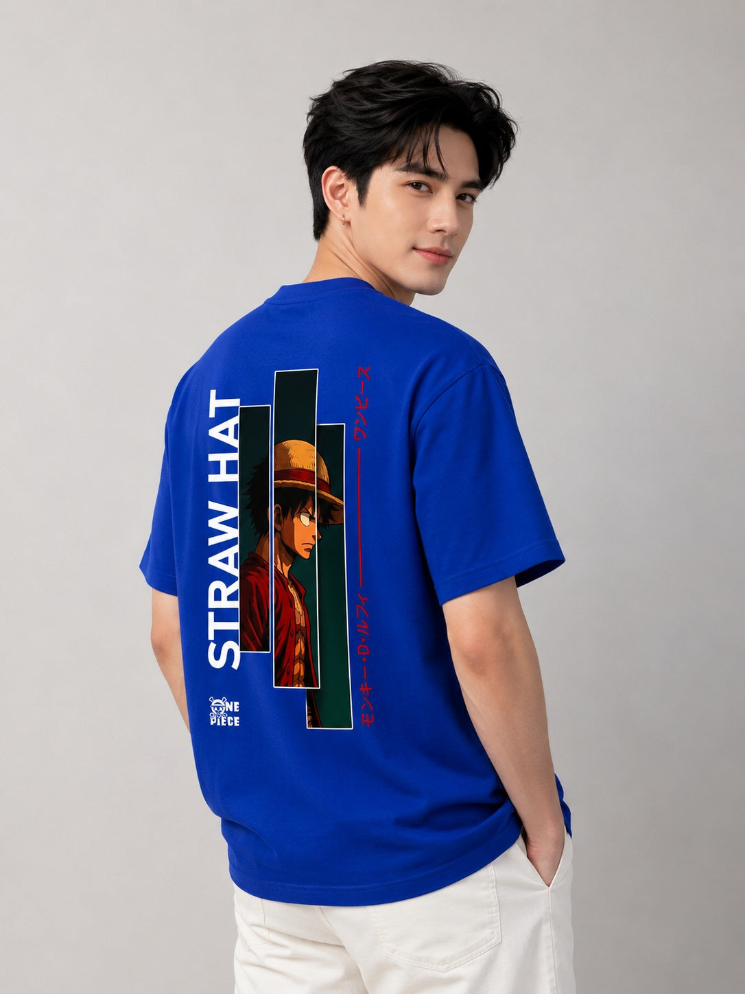 Strawhat Printed Round Neck Oversize Pre-customized Tshirt for Men