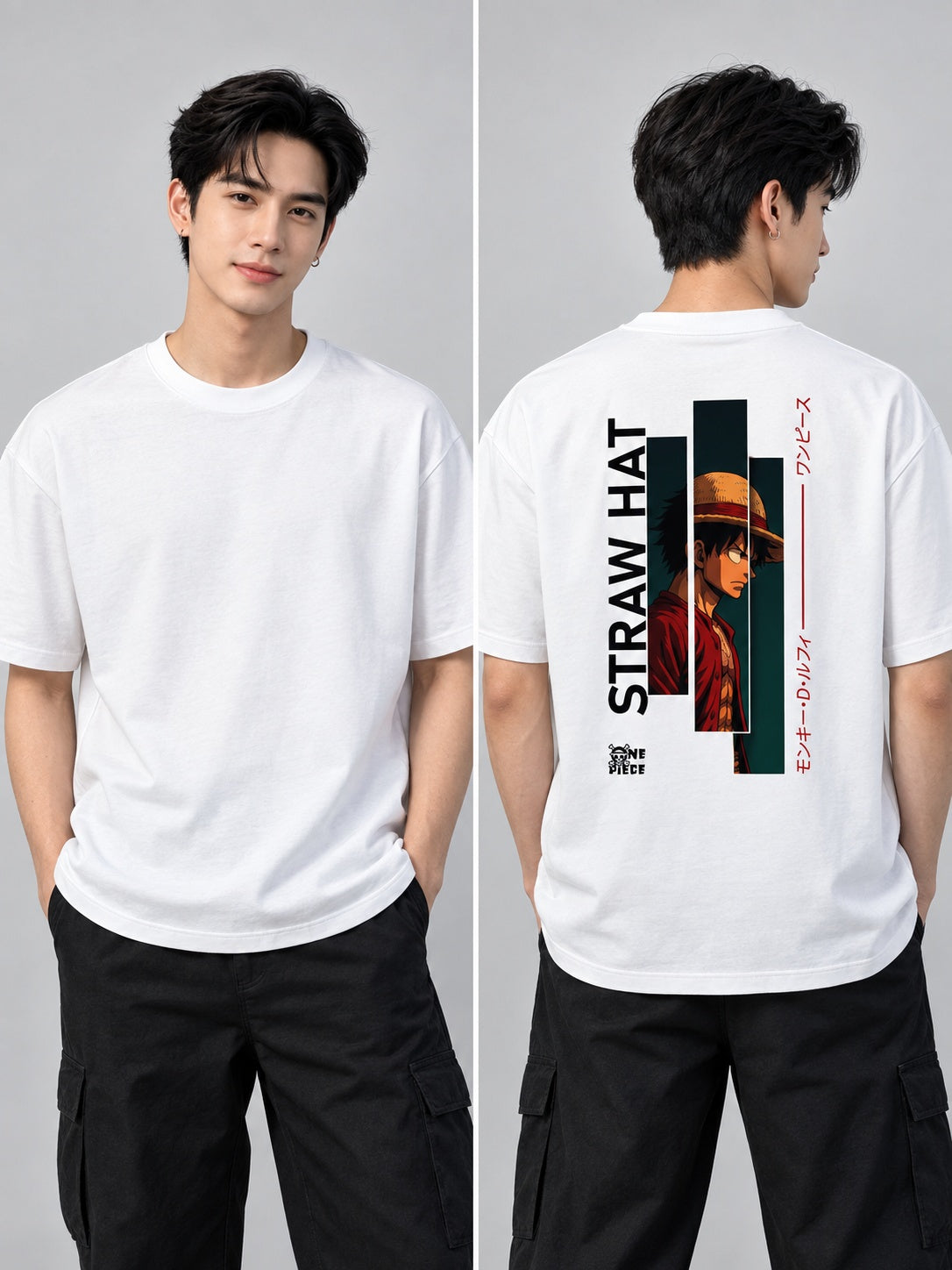 Strawhat Printed Round Neck Oversize Pre-customized Tshirt for Men
