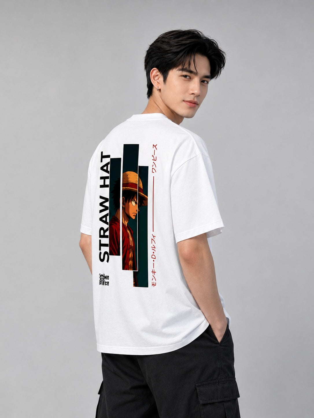 Strawhat Printed Round Neck Oversize Pre-customized Tshirt for Men