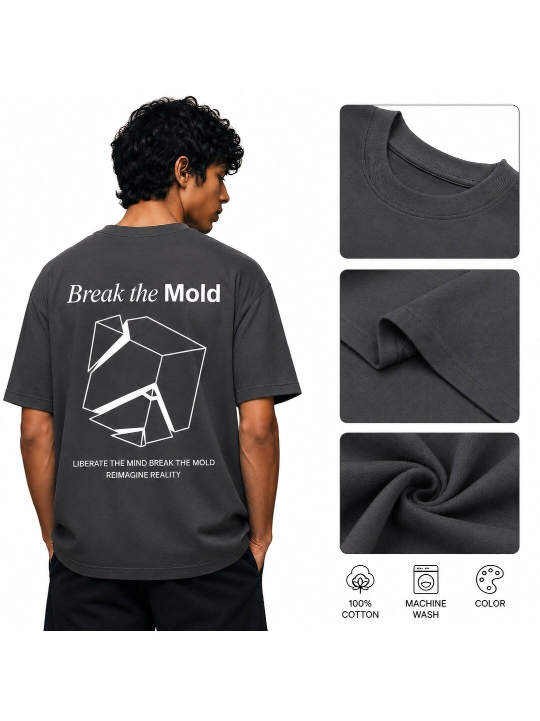 Break The Mold Printed Round Neck Oversize Pre-customized Tshirt for Men