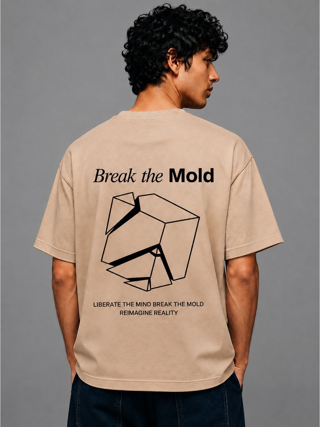 Break The Mold Printed Round Neck Oversize Pre-customized Tshirt for Men
