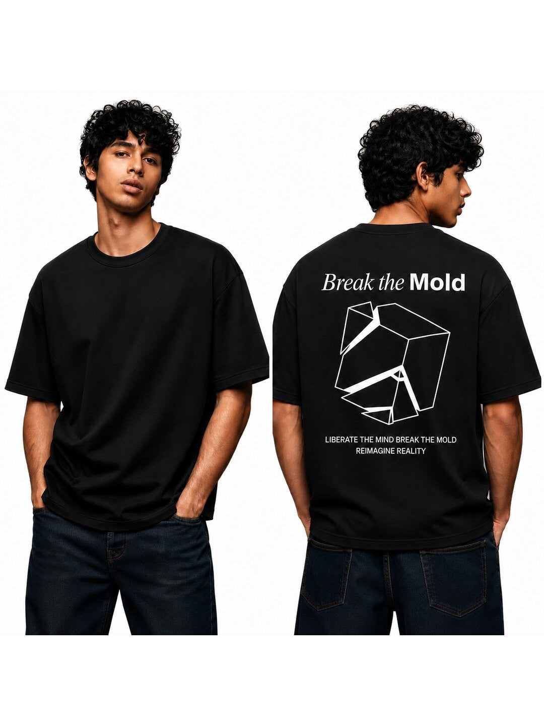 Break The Mold Printed Round Neck Oversize Pre-customized Tshirt for Men