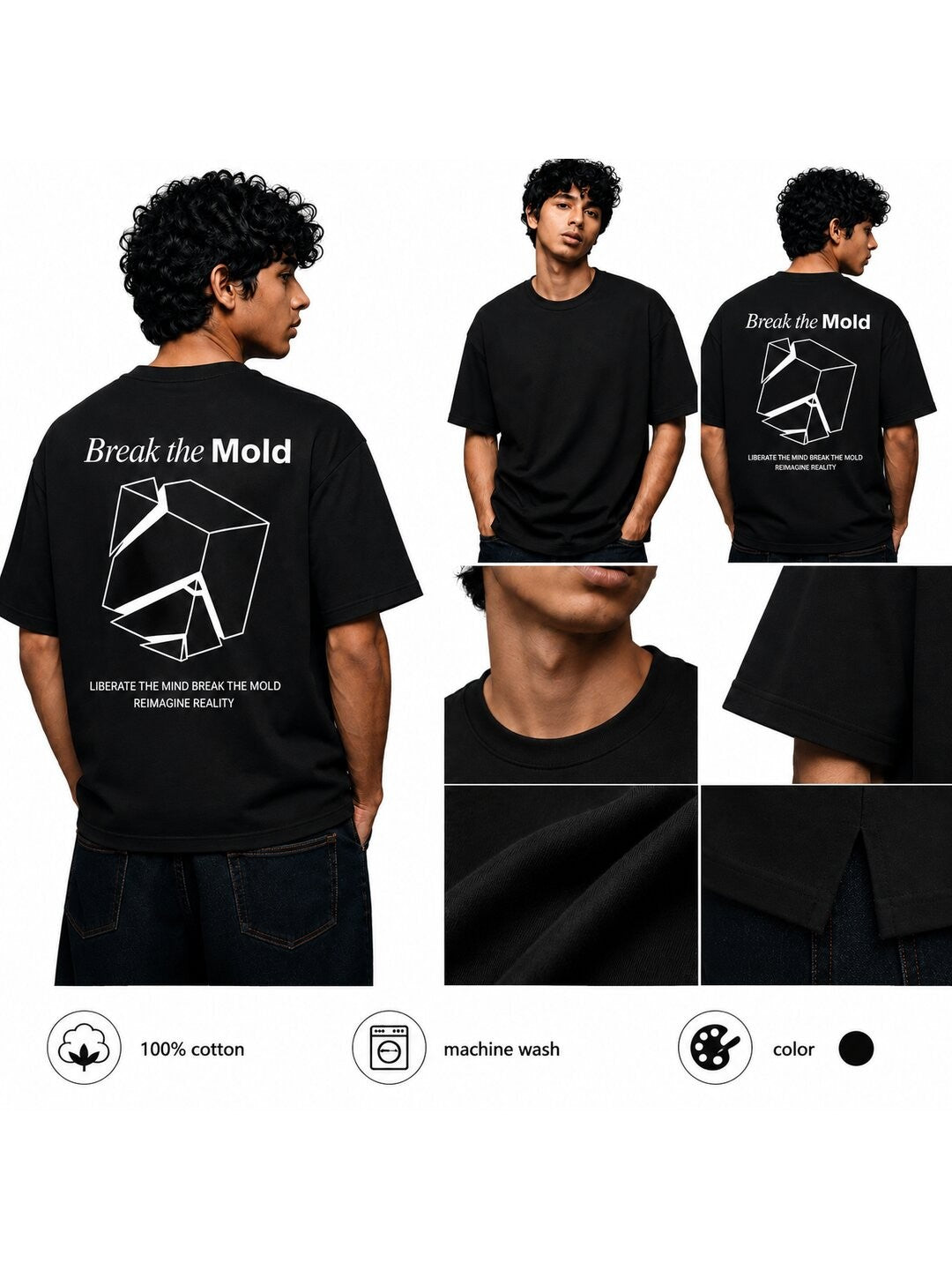 Break The Mold Printed Round Neck Oversize Pre-customized Tshirt for Men