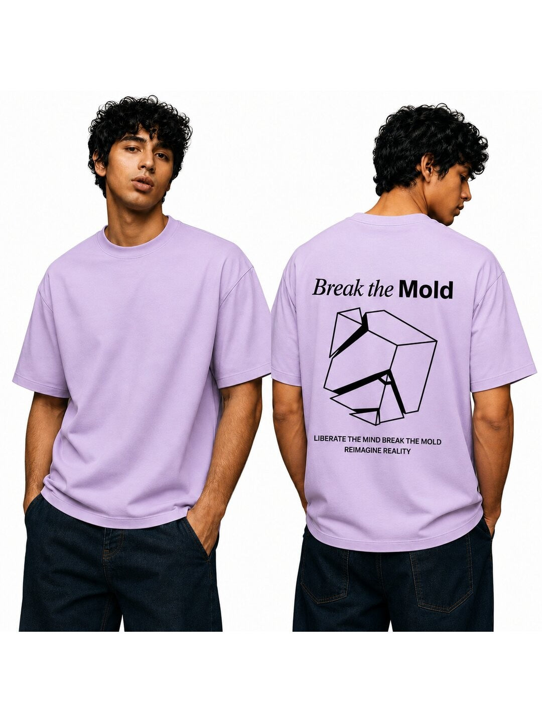 Break The Mold Printed Round Neck Oversize Pre-customized Tshirt for Men