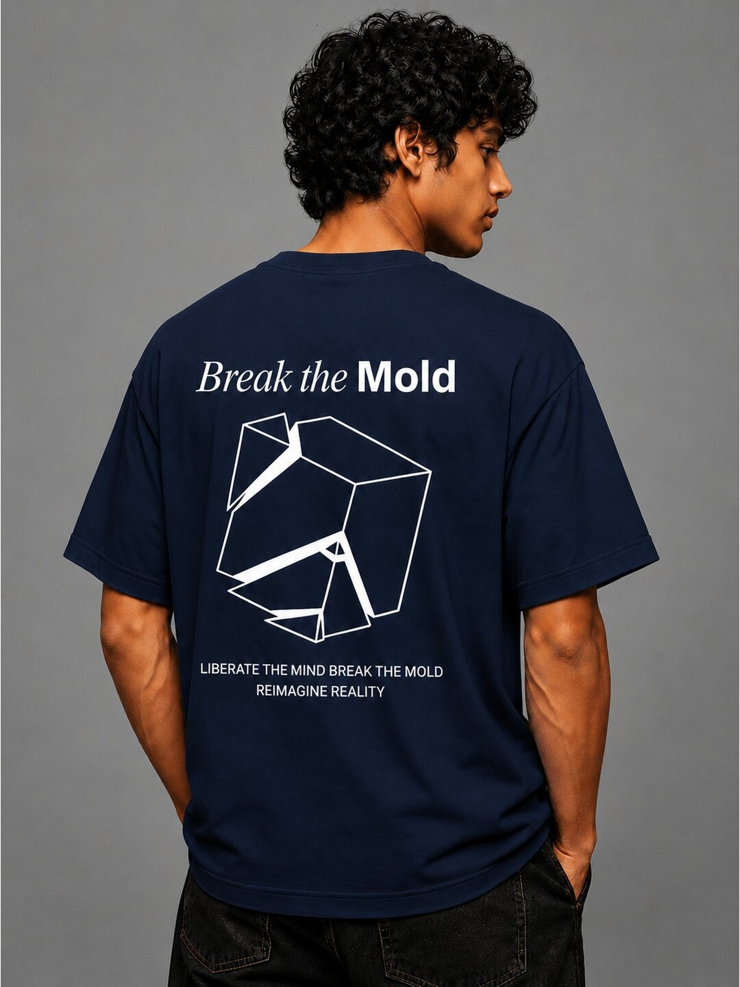 Break The Mold Printed Round Neck Oversize Pre-customized Tshirt for Men