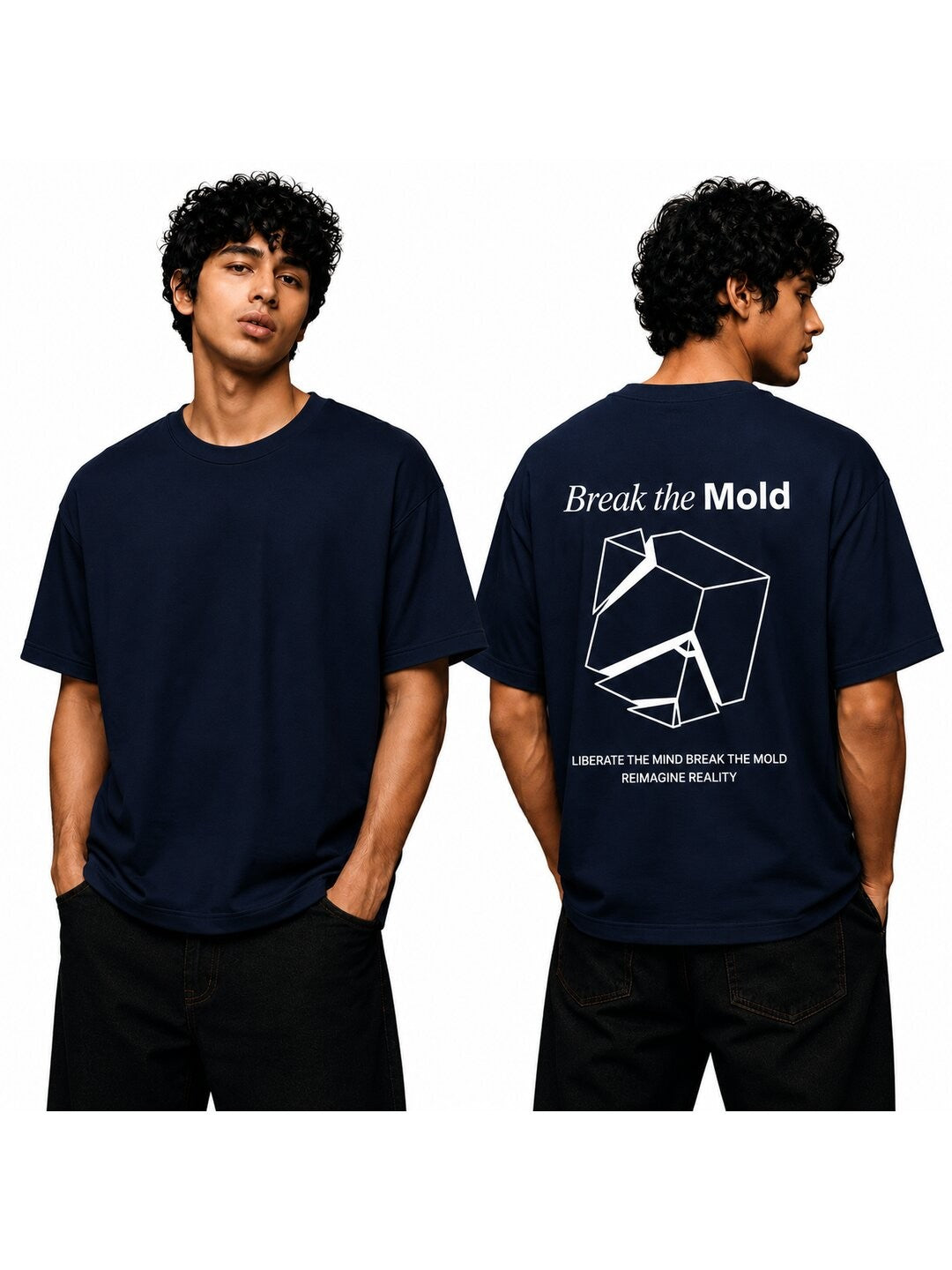 Break The Mold Printed Round Neck Oversize Pre-customized Tshirt for Men