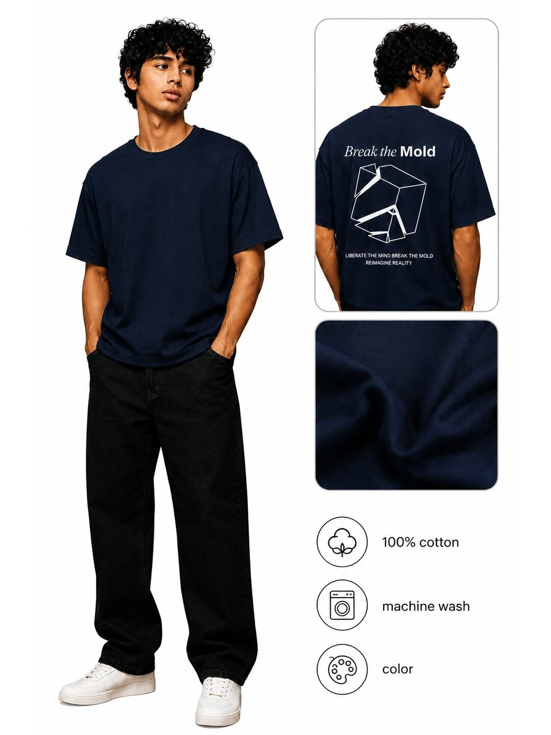 Break The Mold Printed Round Neck Oversize Pre-customized Tshirt for Men