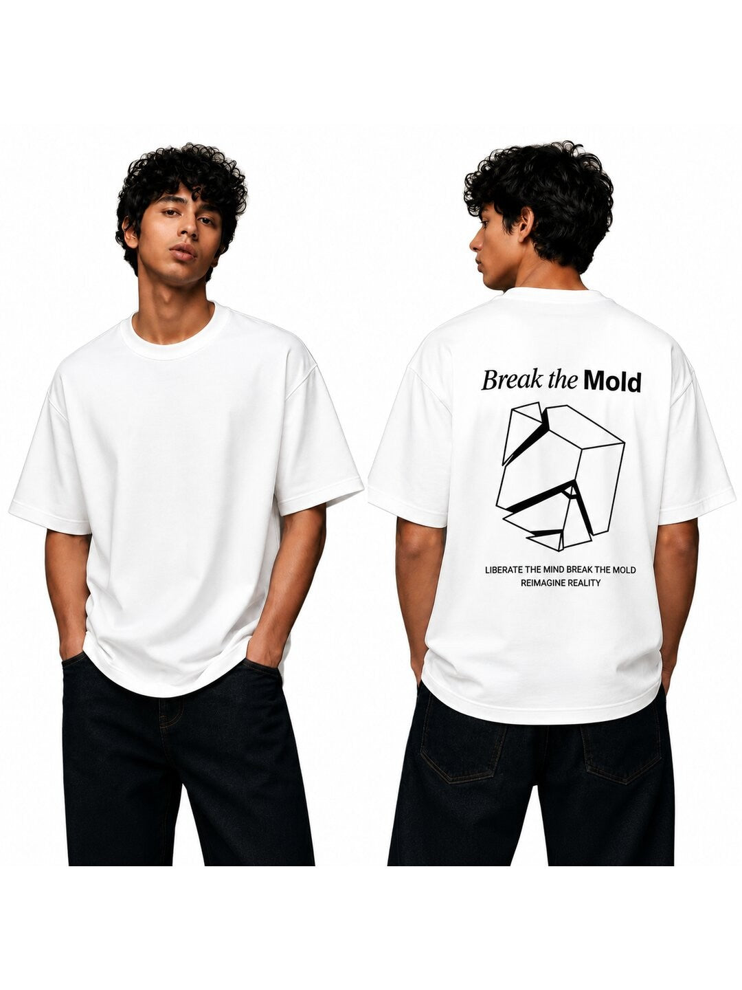 Break The Mold Printed Round Neck Oversize Pre-customized Tshirt for Men