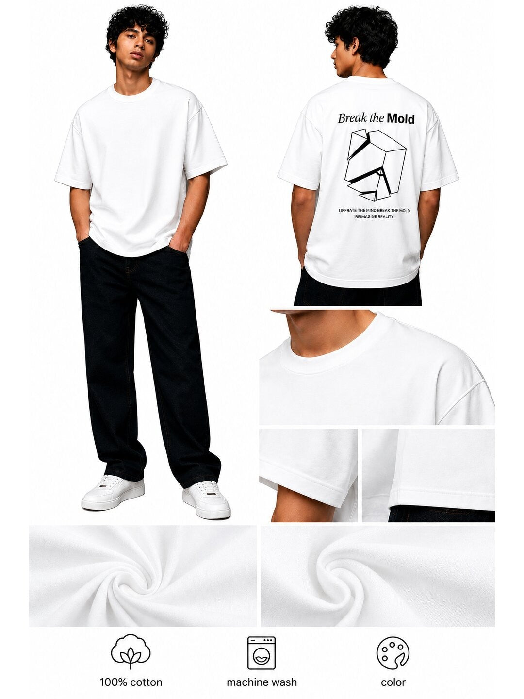 Break The Mold Printed Round Neck Oversize Pre-customized Tshirt for Men