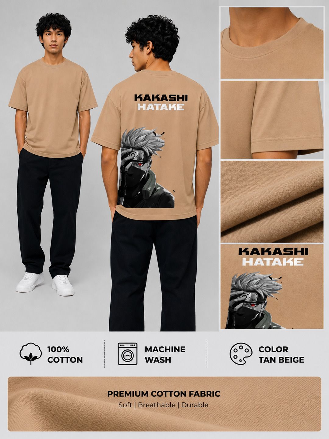 Shonen Spirit Printed Round Neck Oversize Pre-customized Tshirt for Men