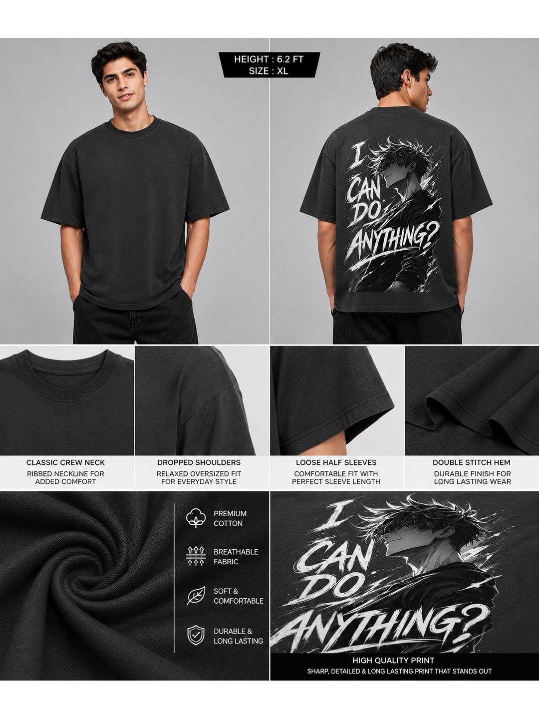 Anything Printed Round Neck Oversize Pre-customized Tshirt for Men