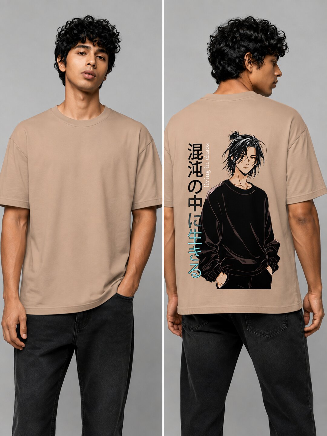 Chibi Rush Printed Round Neck Oversize Pre-customized Tshirt for Men