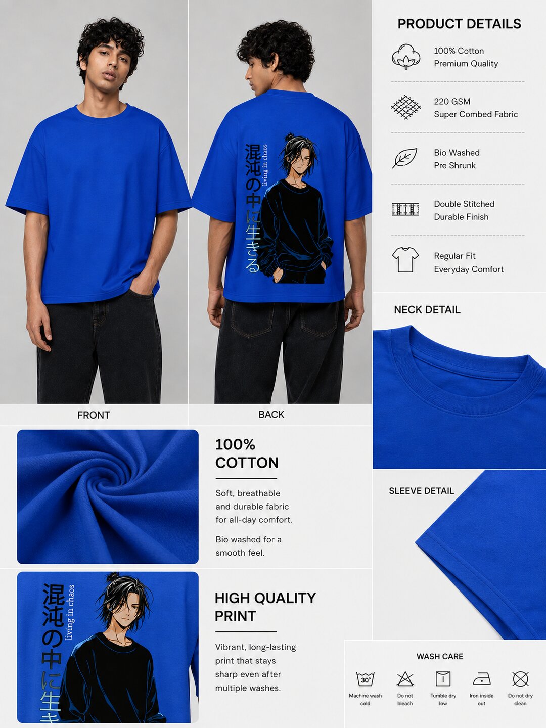 Chibi Rush Printed Round Neck Oversize Pre-customized Tshirt for Men