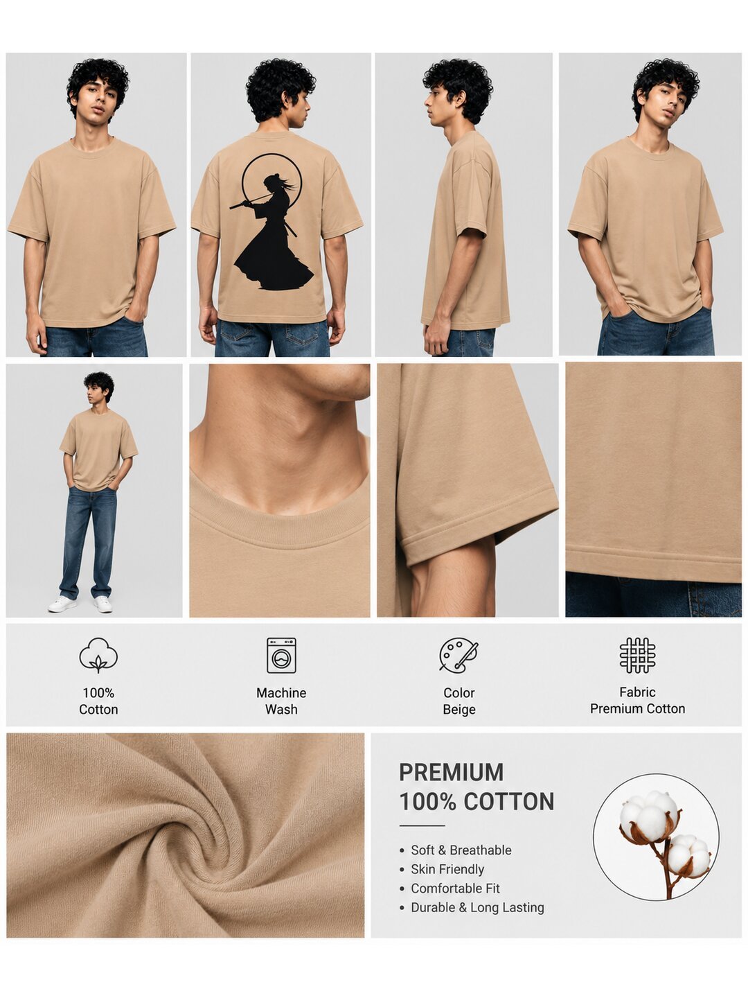 Katana Dream Printed Round Neck Oversize Pre-customized Tshirt for Men