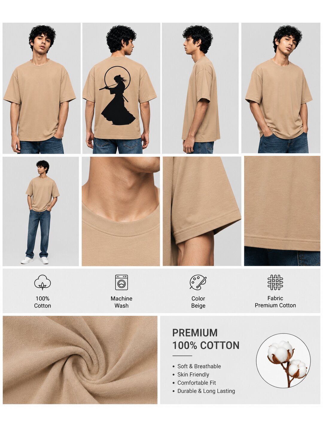 Anime 10 Printed Round Neck Oversized Pre customized Tshirt for Men