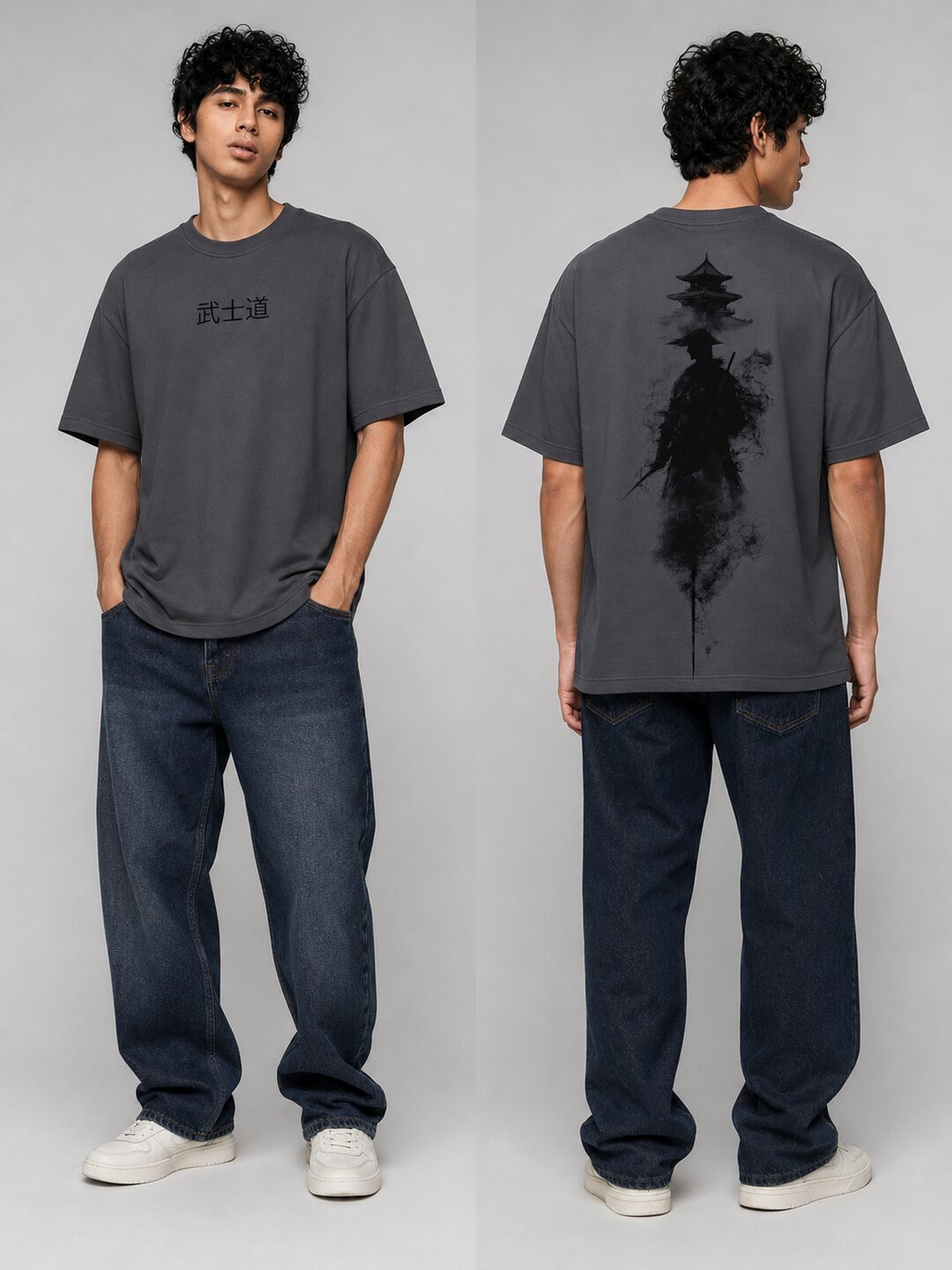 Neon Samurai Printed Round Neck Oversize Pre-customized Tshirt for Men