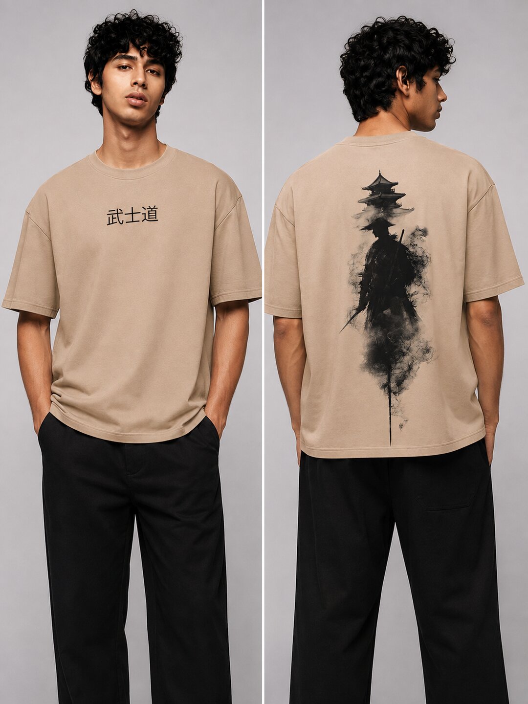 Neon Samurai Printed Round Neck Oversize Pre-customized Tshirt for Men