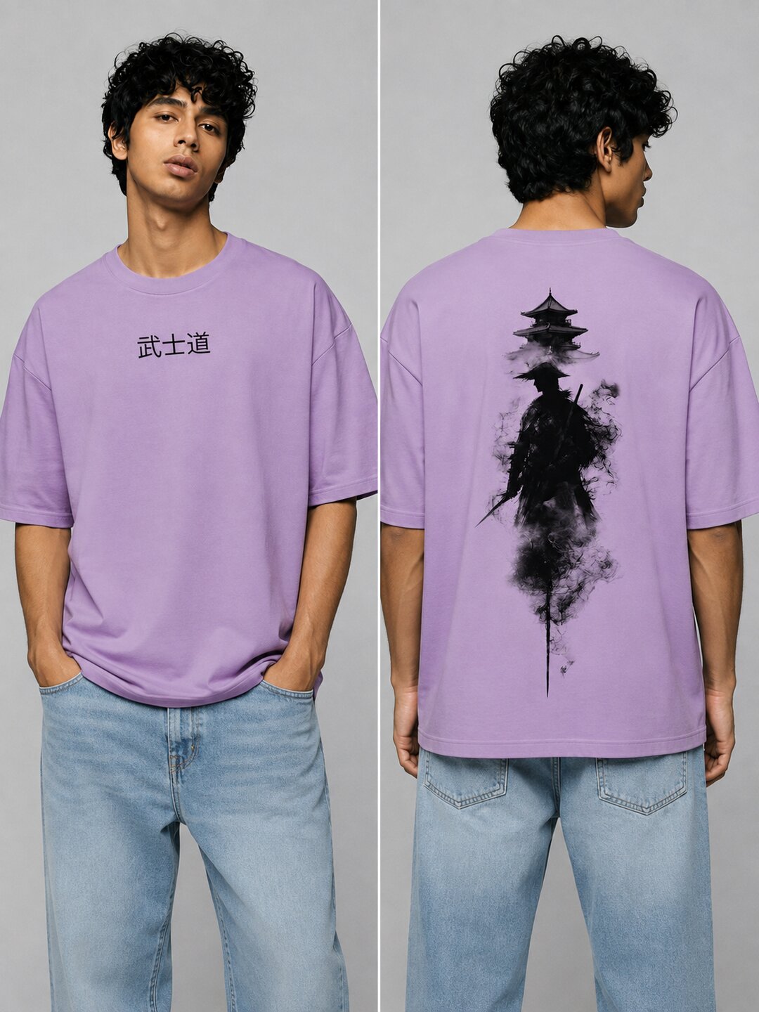 Neon Samurai Printed Round Neck Oversize Pre-customized Tshirt for Men