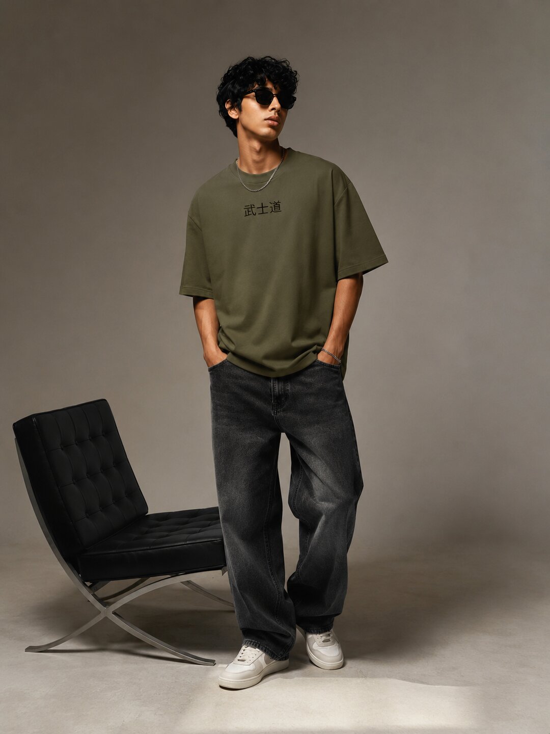 Neon Samurai Printed Round Neck Oversize Pre-customized Tshirt for Men