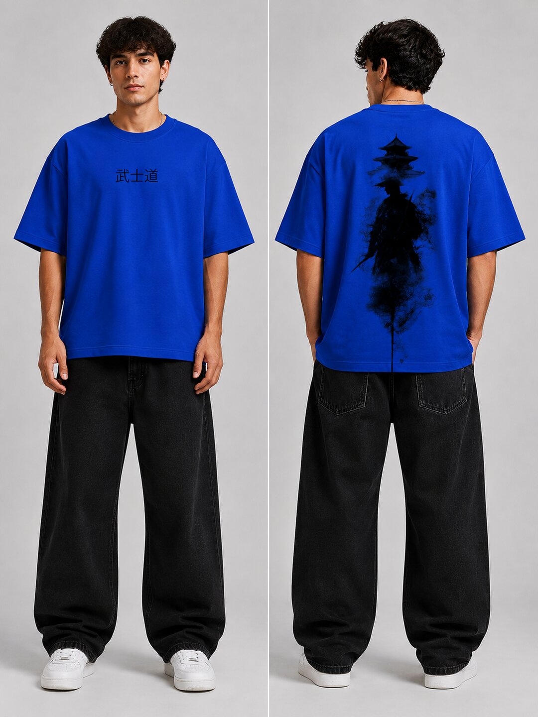 Neon Samurai Printed Round Neck Oversize Pre-customized Tshirt for Men