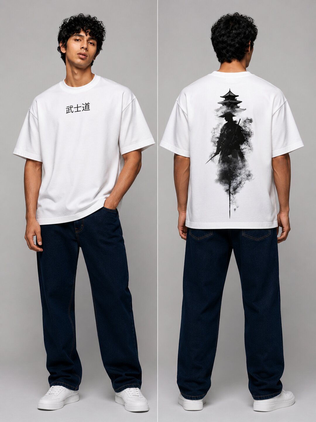 Neon Samurai Printed Round Neck Oversize Pre-customized Tshirt for Men