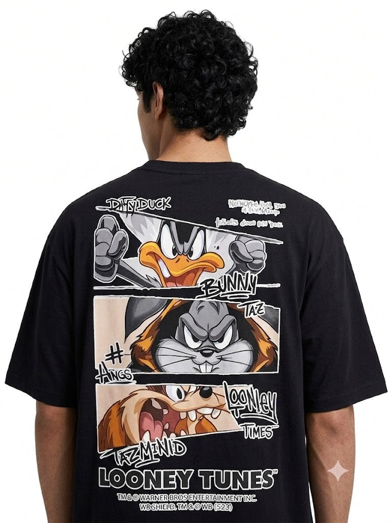 Looney Tunes Printed Round Neck Oversize Pre-customized Tshirt for Men