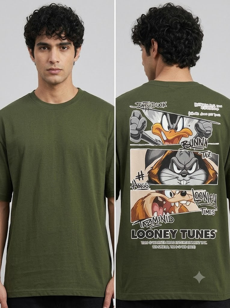 Looney Tunes Printed Round Neck Oversize Pre-customized Tshirt for Men