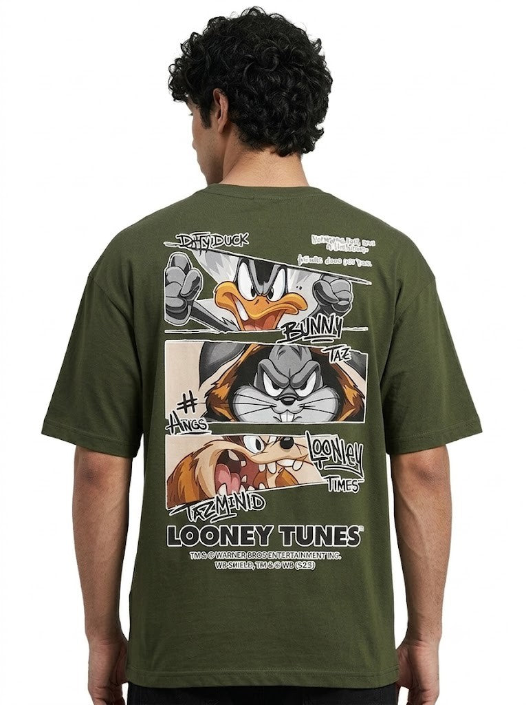 Looney Tunes Printed Round Neck Oversize Pre-customized Tshirt for Men