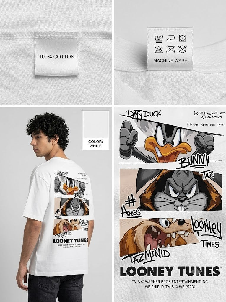 Looney Tunes Printed Round Neck Oversize Pre-customized Tshirt for Men