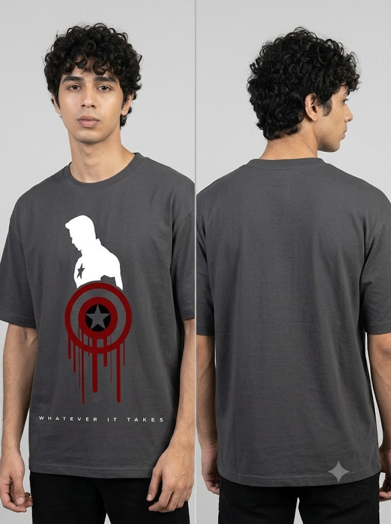 Captain America Printed Round Neck Oversize Pre-customized Tshirt for Men
