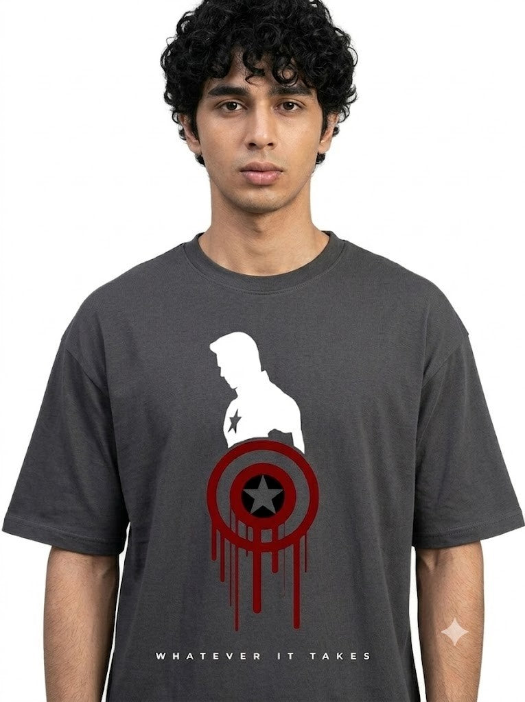 Captain America Printed Round Neck Oversize Pre-customized Tshirt for Men