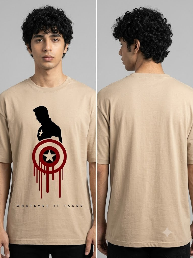 Captain America Printed Round Neck Oversize Pre-customized Tshirt for Men